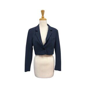 Abercrombie & Fitch Cropped Blazer Jacket Size Xs Navy Blue